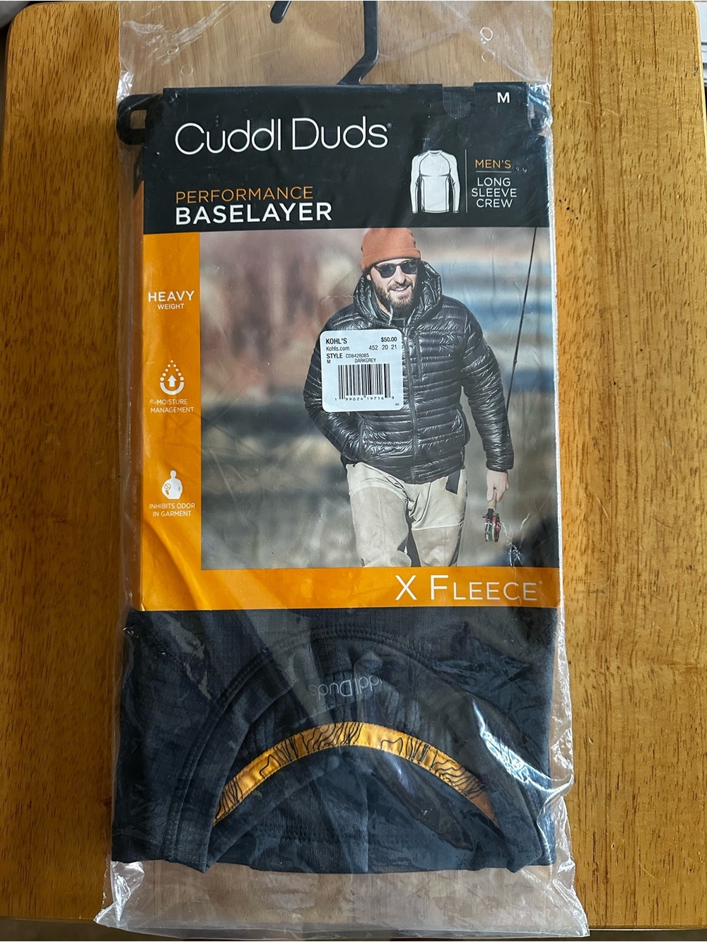 Kohl's Cuddl Duds Men's Baselayerr Long Sleeve Crew - Dark Grey NWT